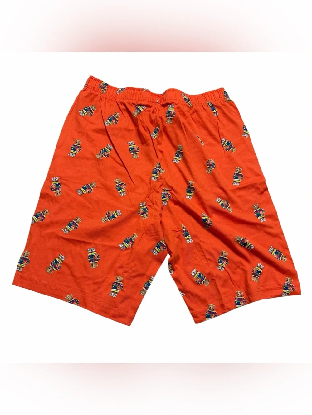Polo Ralph Lauren Mens Orange Polo Bear Print Sleep/Lounge Shorts- Medium NWT